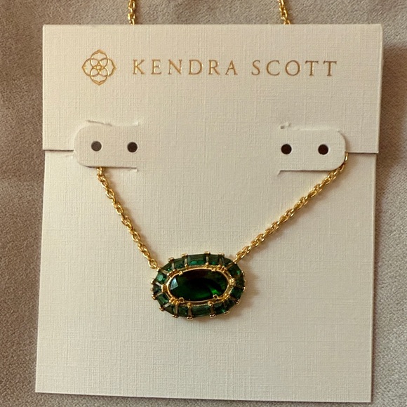 Kendra Scott Gold Elisa Necklace with Emerald Green stone - Picture 5 of 5
